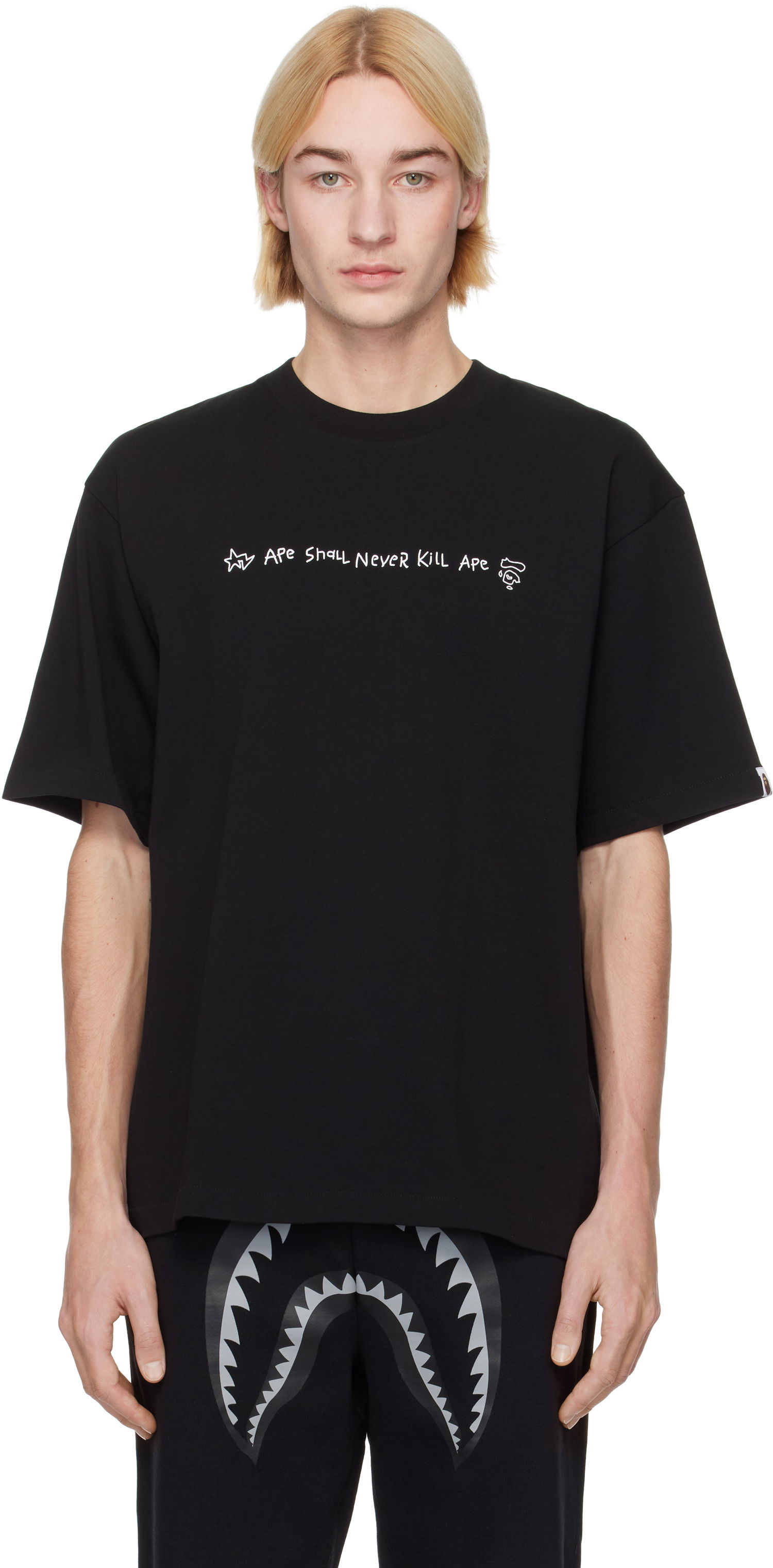 T-shirt BAPE Hand Drawn Logo Relaxed Fit T-Shirt Svart | 001TEK801334M, 0