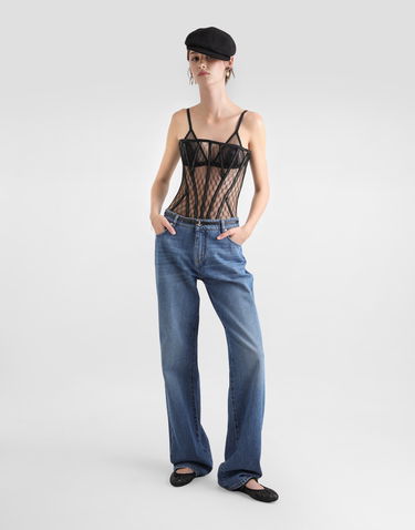 Skjorta Dolce & Gabbana Dolce & Gabbana Mesh Tulle Corset Top Svart | F7AG8TFLSK8N0000, 1