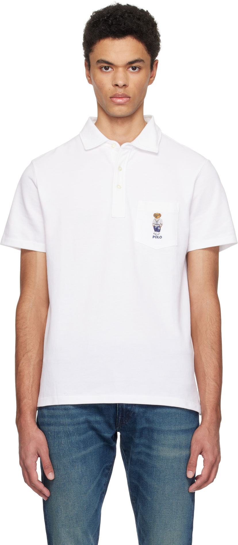 Polotröja Polo by Ralph Lauren Polo Ralph Lauren Classic Fit Polo Bear Mesh Polo Vit | 710963818001