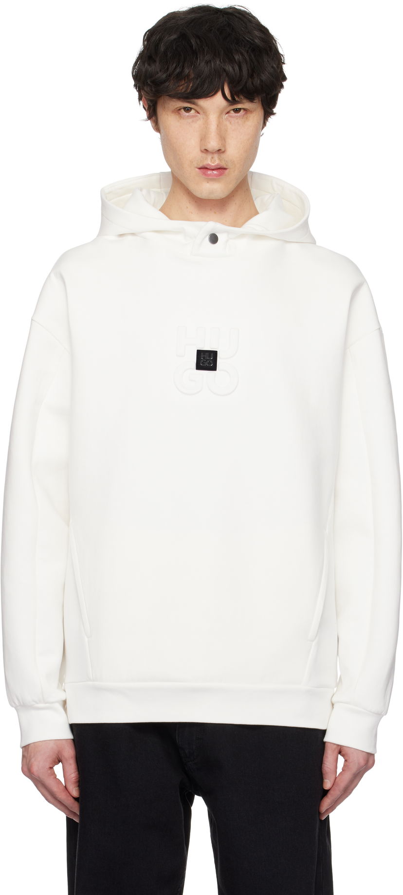 Sweatshirt BOSS Hugo Stacked Logos Interlock Hoodie Vit | 50530191
