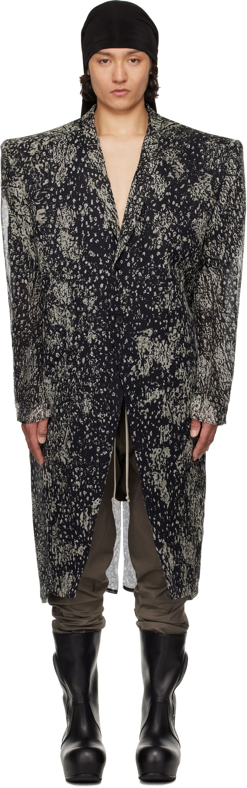 Rockar Rick Owens Rick Owens Hollywood Ricks Print Coat Svart | RU01E5931 SP1