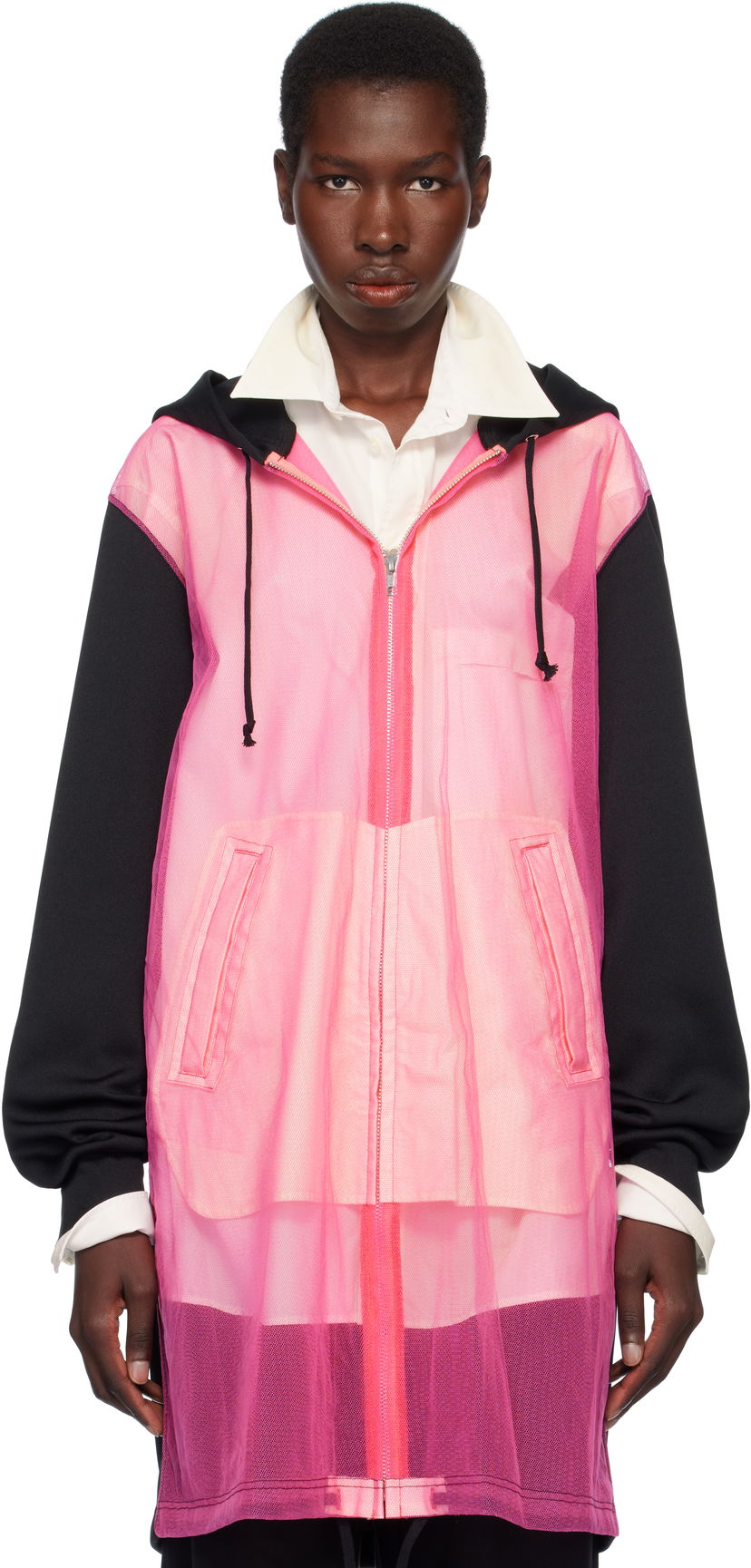 Sweatshirt Comme des Garçons Homme Plus Thick & Tulle Zip-Up Hoodie Rosa | PO-T031-051
