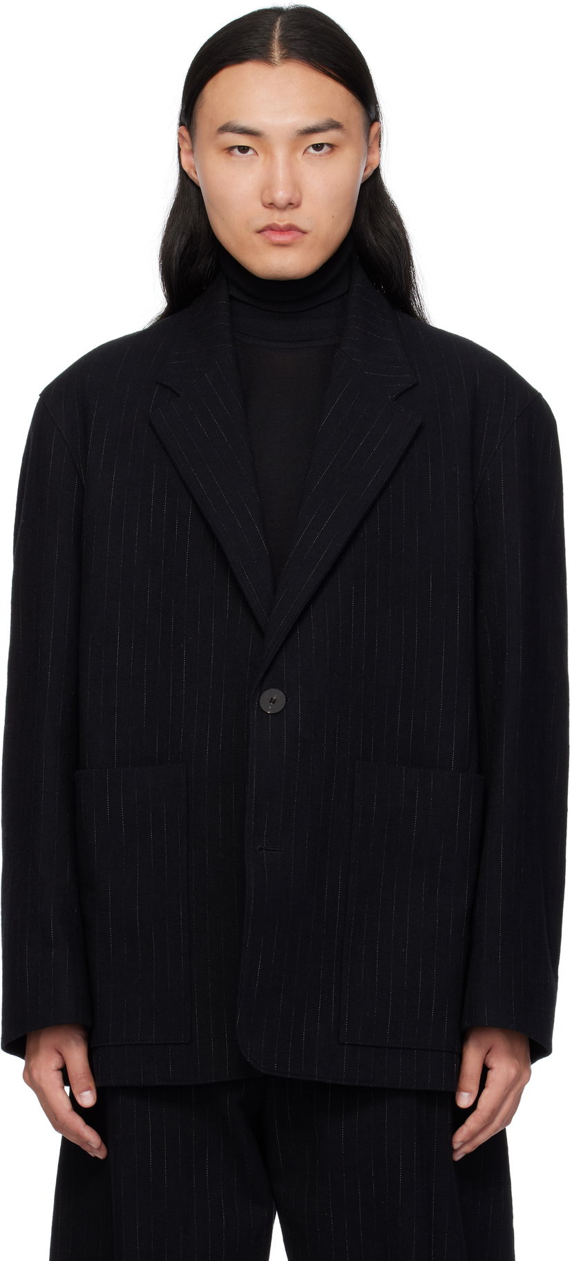 Jacka Studio Nicholson Studio Nicholson Conde Pinstripe Blazer Svart | CONDE SNM - 1251