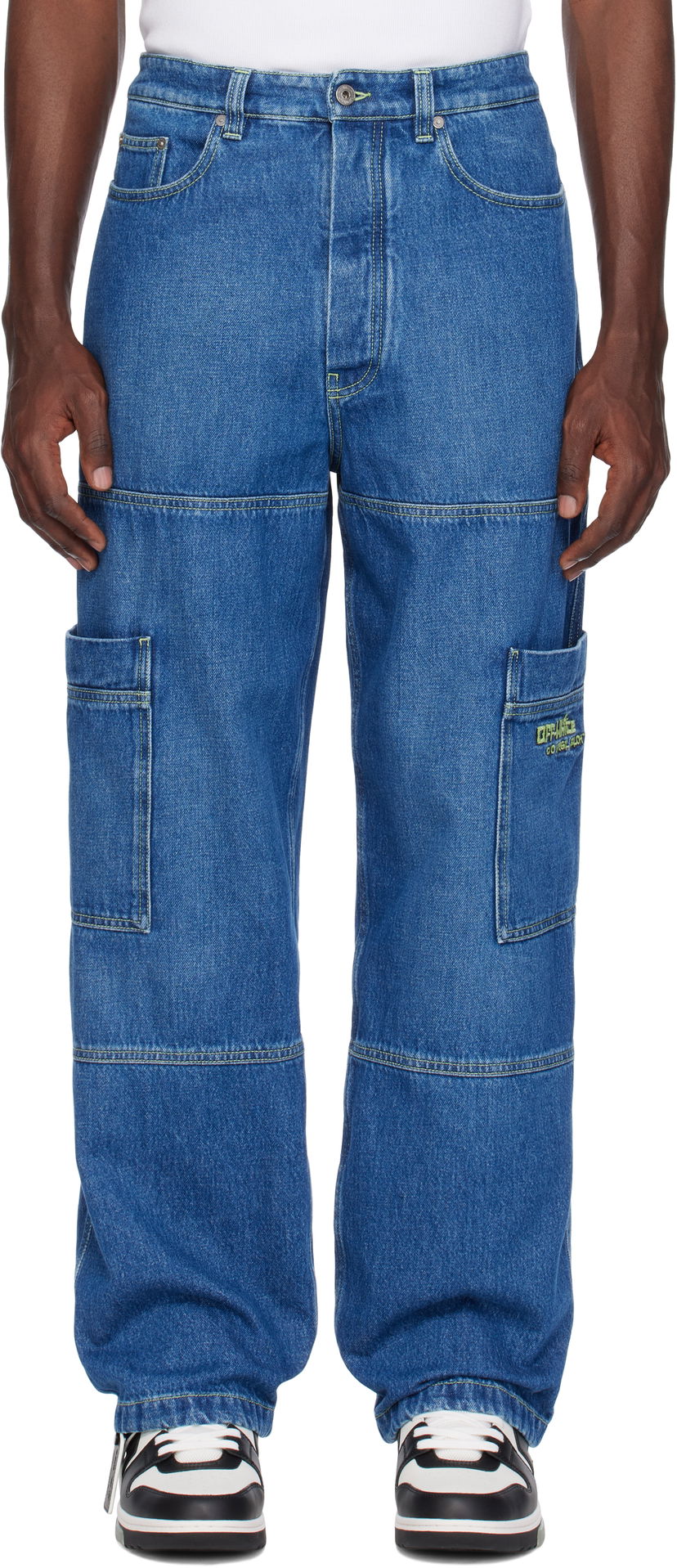 Jeans Off-White Off-White Irregular Denim Cargo Pants Blå | OMYA18QS25DEN0014250