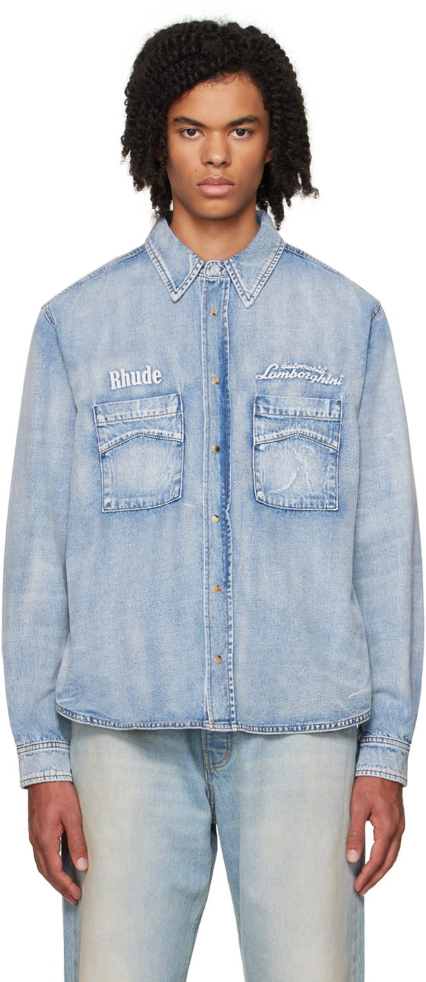 Skjorta Rhude Automobil Lamborghini Edition Denim Shirt Blå | RHFW23SR32320032, 0
