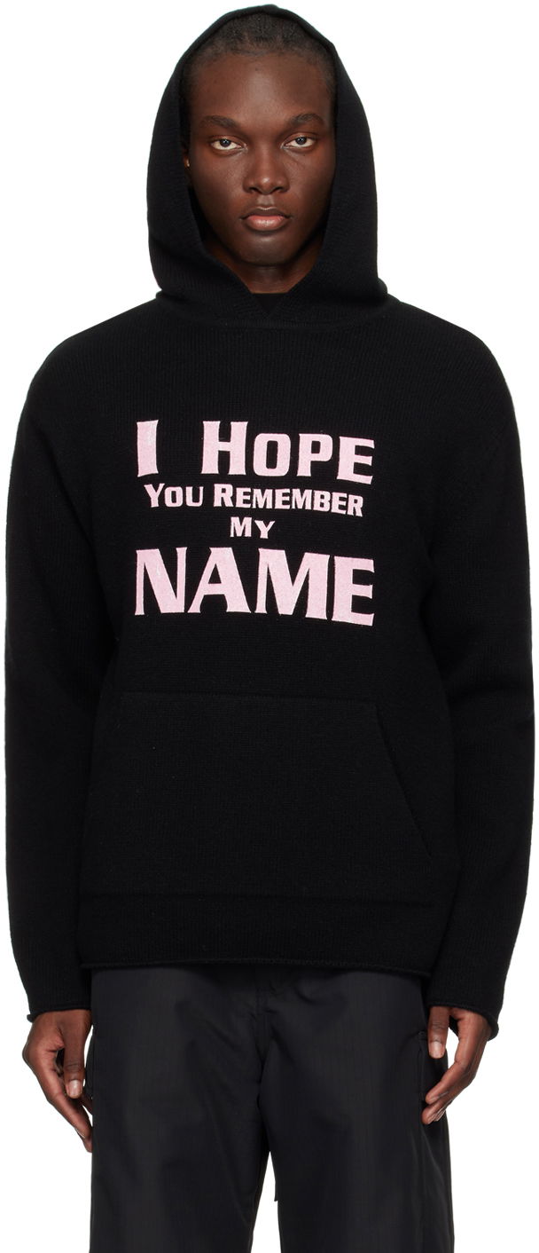 Sweatshirt We11done We11done 'I Hope You Remember My Name' Graphic Print Hoodie Svart | WD-KT2-24-616-U-BK, 0