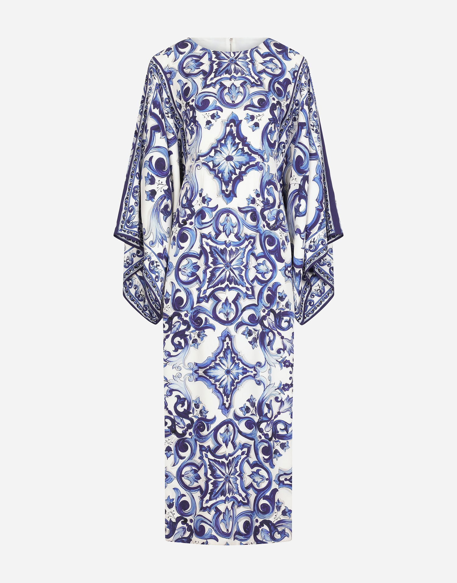 Klä Dolce & Gabbana Dolce & Gabbana Majolica-Print Charmeuse Dress Blå | F69D5THPABOHA3TN, 0