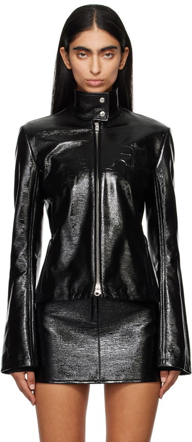 Bomberjacka Courrèges Embossed-Logo Patent Leather Jacket Svart | 324CBL194VY0014, 0