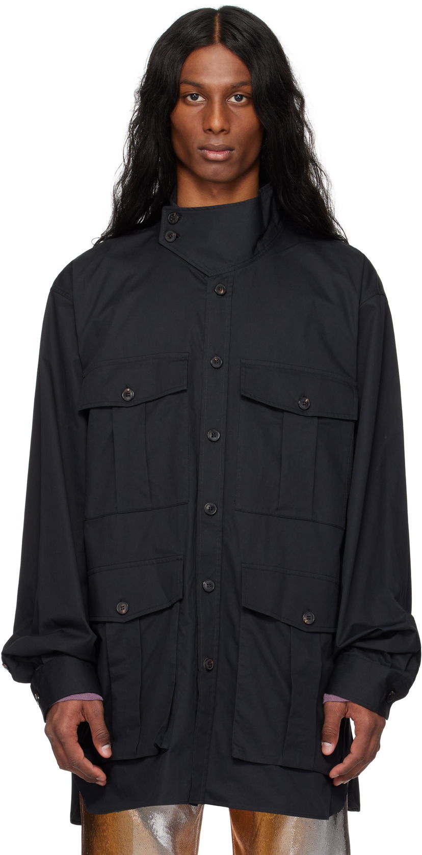 Skjorta Dries Van Noten Dries Van Noten Twill Overshirt Svart | 251-020731-1147