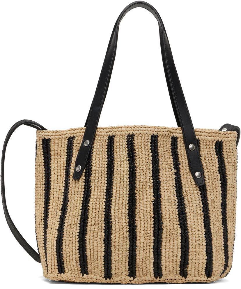 Tygpåse rag & bone Rag & Bone Small Striped Straw Tote Beige | ST100522