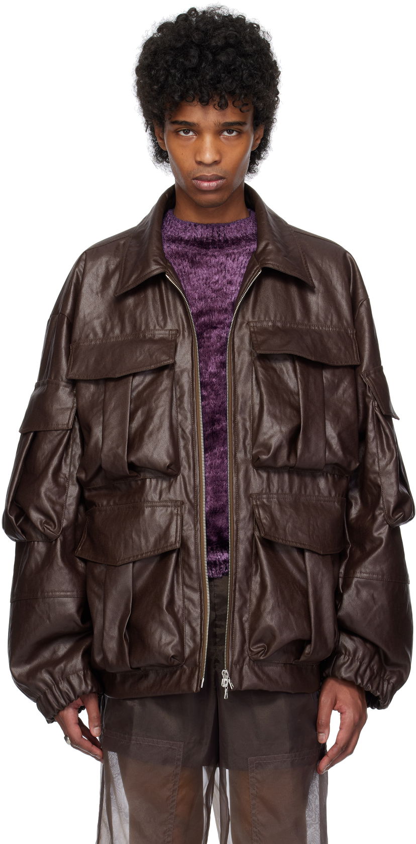 Jacka Dries Van Noten Dries Van Noten Coated Serge Jacket Brun | 251-020526-1502