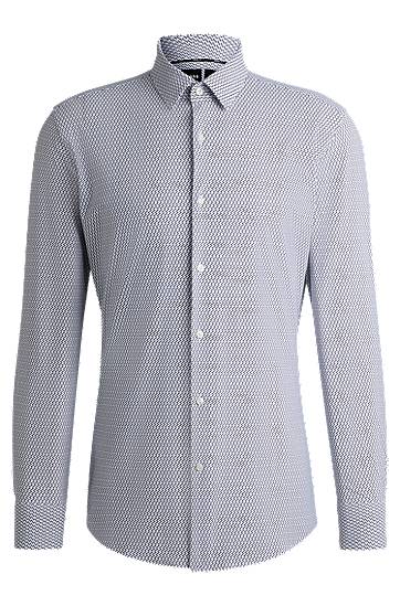 Skjorta BOSS Slim-Fit Performance-Stretch Printed Jersey Shirt Blå | 50539392