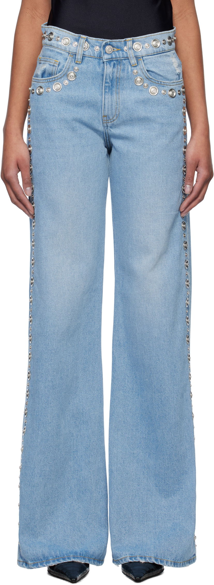 Jeans Coperni Coperni Studded Wide Leg Jeans Blå | COPP95STF2008