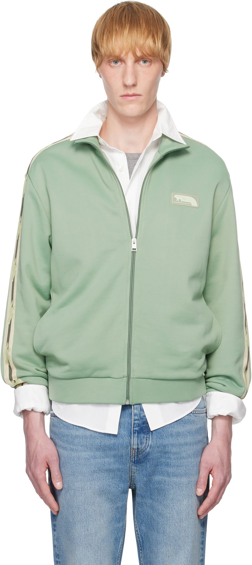 Jacka MAISON KITSUNÉ Maison Kitsuné Flash Fox Zipped Track Jacket Grön | OM02132KM0322