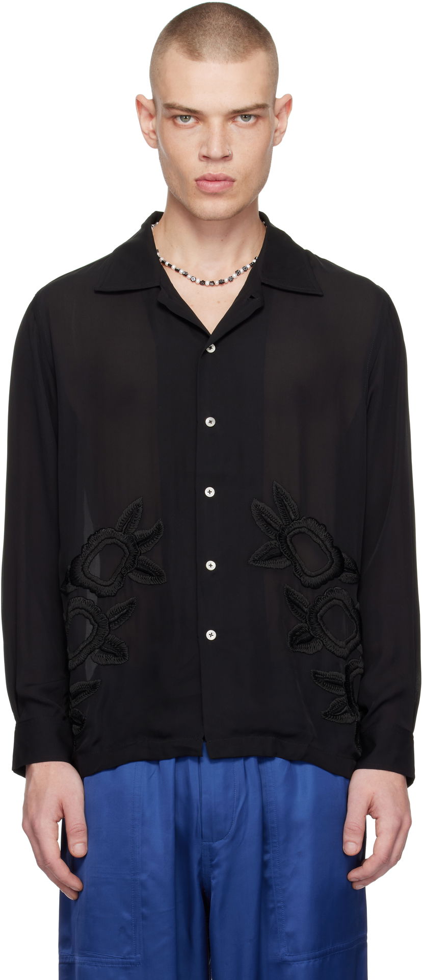 Skjorta Bode Daffodil Long Sleeve Shirt Svart | MRF24SH009