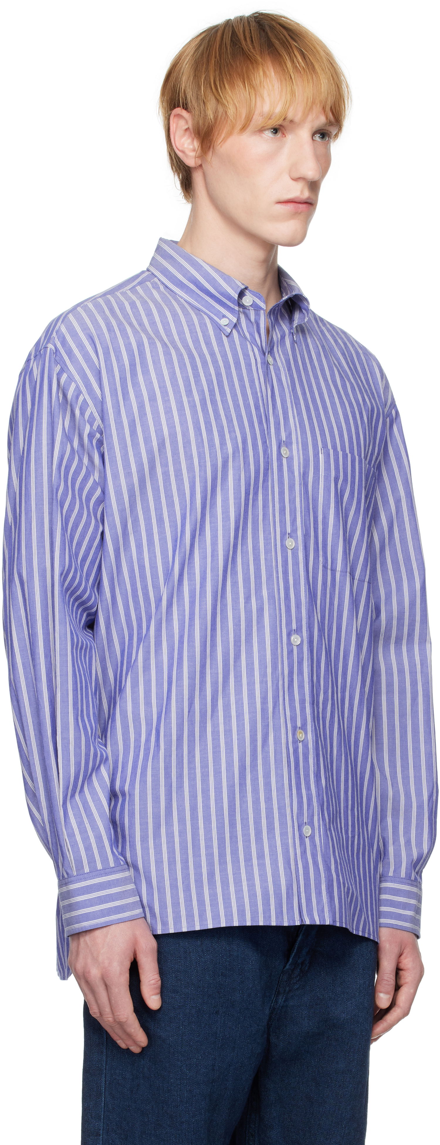 Skjorta The Row The Row Bresson Striped Button-Down Shirt Blå | 916-W3584, 1
