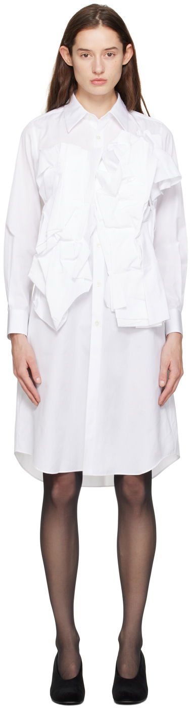 Klä Comme des Garçons Ruffle Midi Dress Vit | GL-B006-051