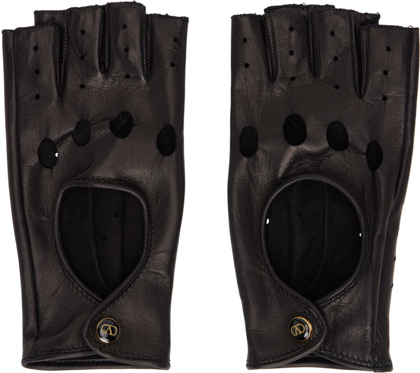 Handskar Valentino Valentino Garavani VLogo Signature Nappa Fingerless Gloves Svart | 6W2GD00BUTV