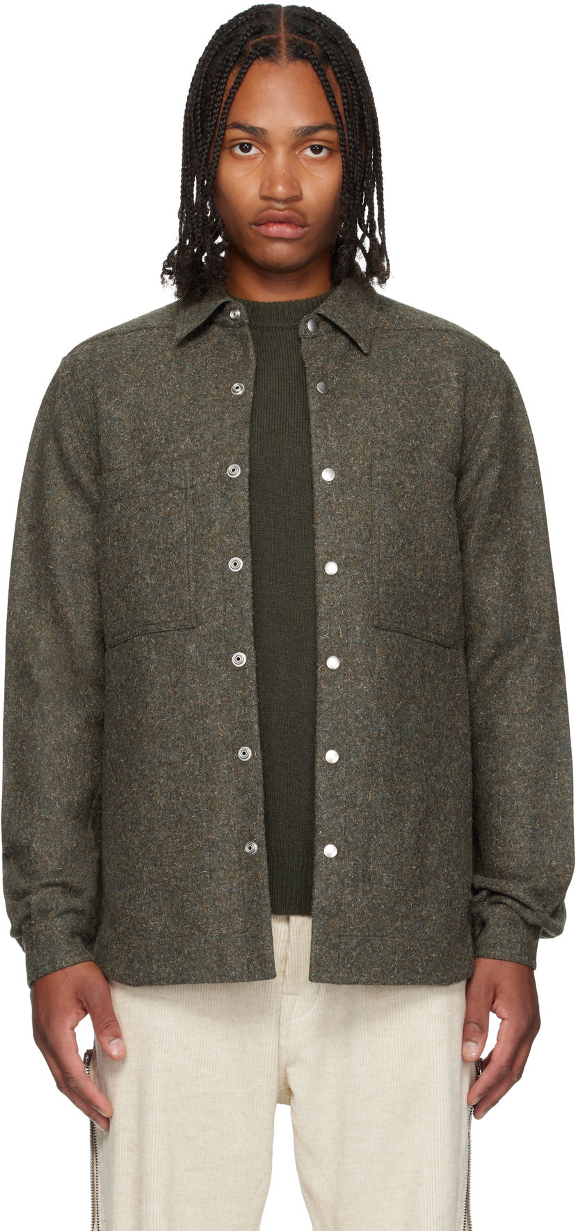 Skjorta Rick Owens Rick Owens Concordians Rugged Wool Shirt Grön | RU02E1744 WRU