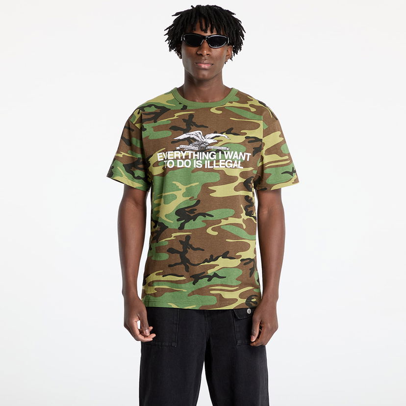 T-shirt Pleasures PLEASURES Illegal Camo T-Shirt Grön | P24W038 WOODLAND