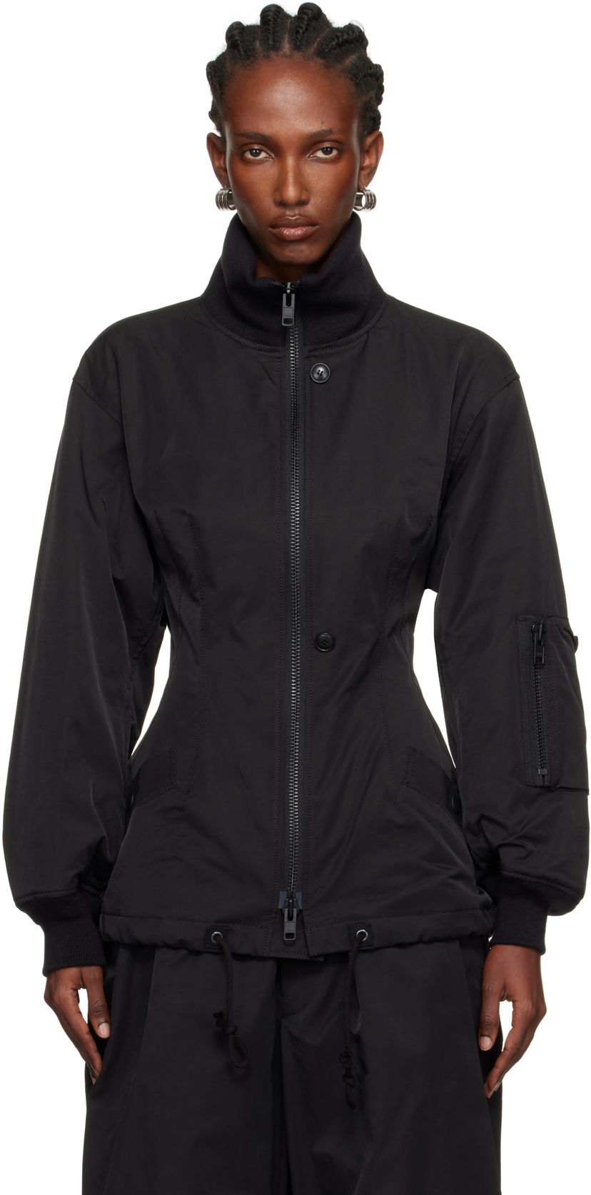 Bomberjacka Yohji Yamamoto YOHJI YAMAMOTO Twill Darts Bomber Jacket Svart | FM-J52-600