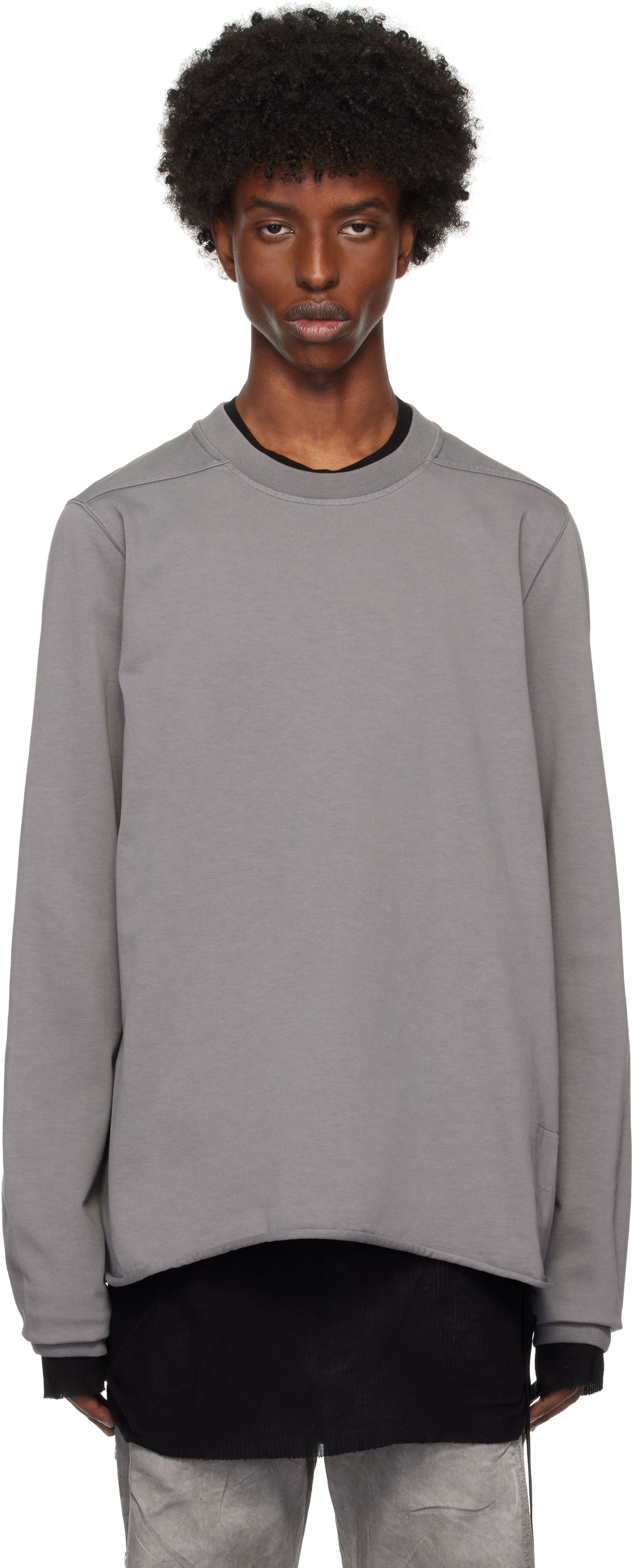 Sweatshirt Rick Owens Rolled Edge Sweatshirt Grå | DU02D2279 RIGP, 0