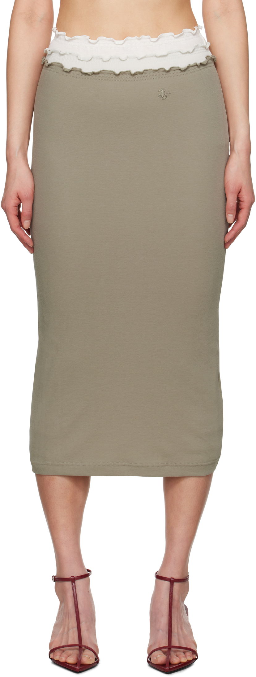 Kjol Jil Sander Jil Sander Three Layers Midi Skirt Grön | J40FV0105_JTN356