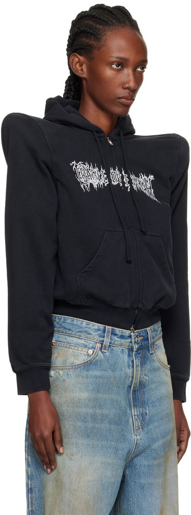 Sweatshirt VETEMENTS Vetements Cradle of Filth Logo Extreme Shoulder Zip-Up Hoodie Svart | UCF76ZU170B, 4