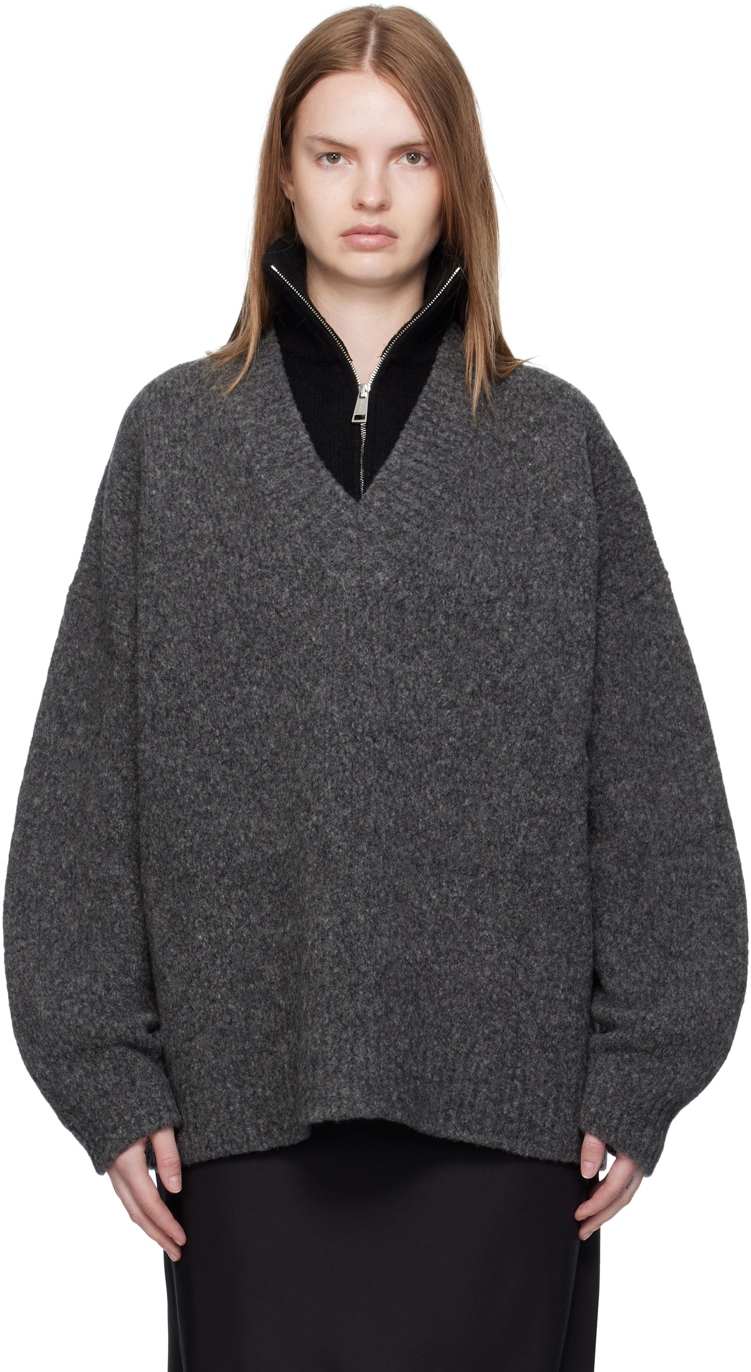 Sweater Nanushka Nanushka Kylen Half-Zip Sweater Grå | NU25PFSW17197, 0