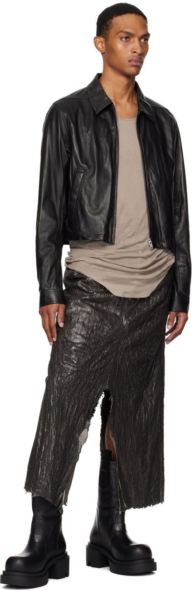 Kjol Rick Owens Concordians Long Slivered Denim Skirt Svart | RU02E1330 BZMT, 3