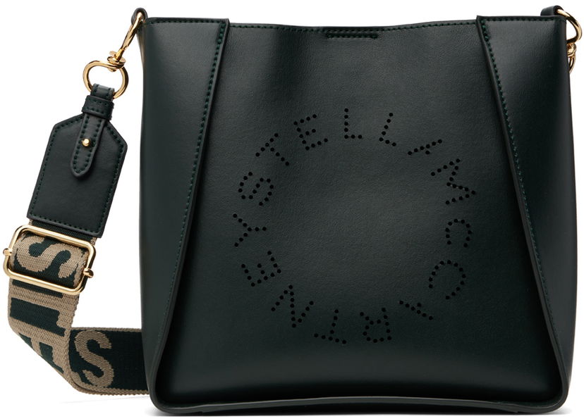 Tygpåse Stella McCartney Stella McCartney Logo Crossbody Bag Grön | 700073W8542
