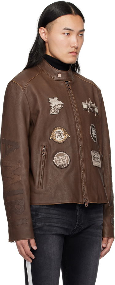 Bomberjacka AMIRI AMIRI Patch Racer Leather Jacket Brun | AMLTJT1021, 1