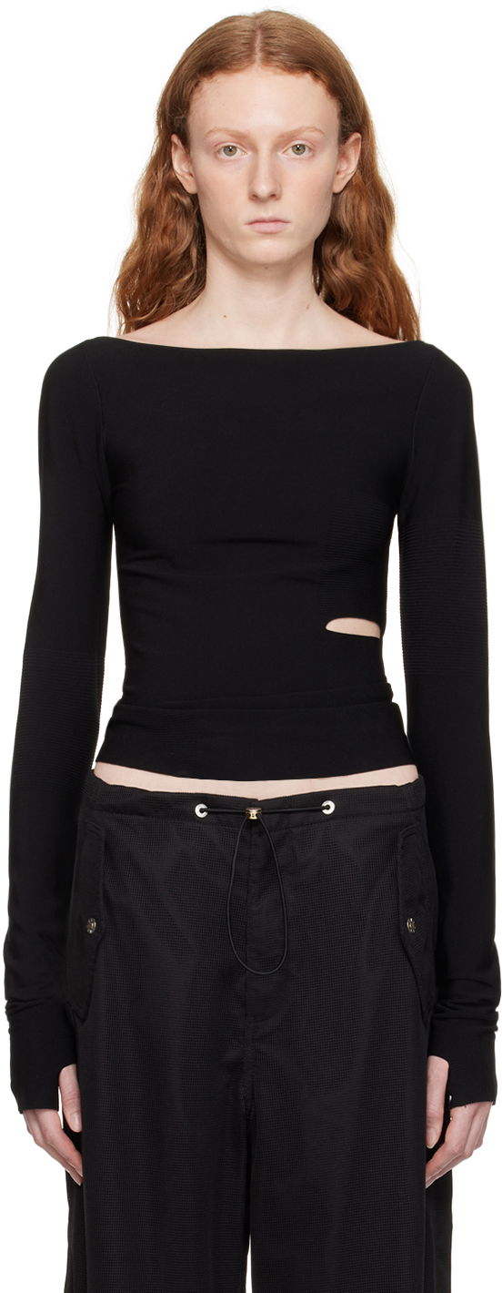 T-shirt Dion Lee Cinched Slit Long Sleeve Top Svart | C7212P23, 0