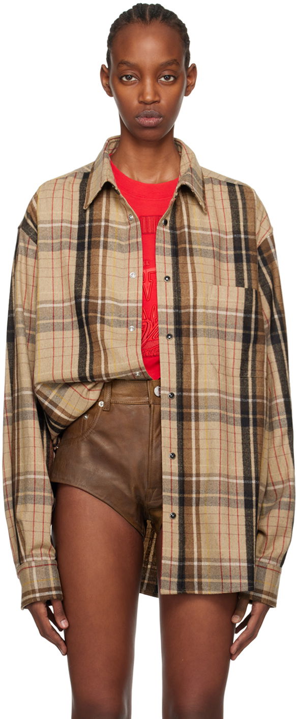 Skjorta VETEMENTS VTMNTS Check Flannel Shirt Beige | VL20SH240C