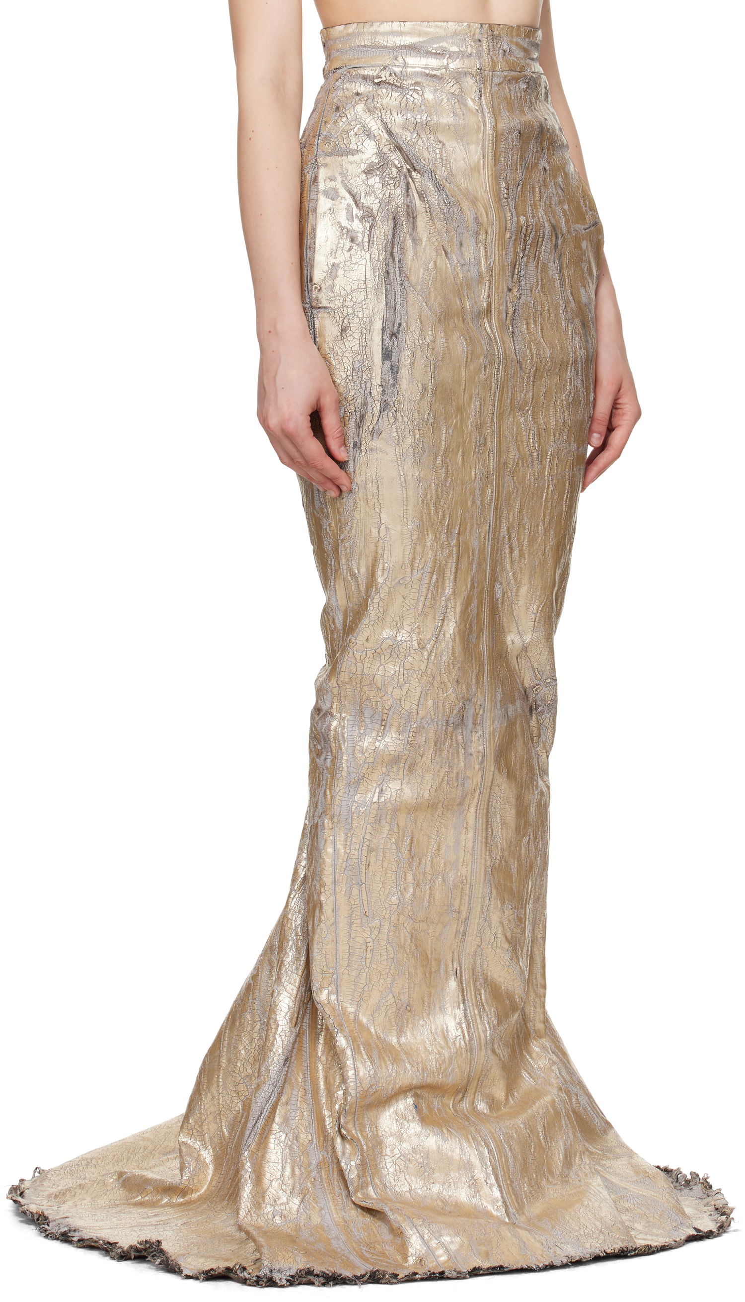 Kjol Rick Owens Rick Owens Megacrust Stretch Denim Lido Maxi Skirt Metallisk | RO01E7375 SGMC, 1