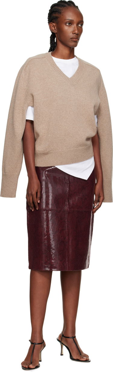 Kjol Róhe Róhe Snake Leather Midi Skirt Bourgogne | 416-32-166, 3
