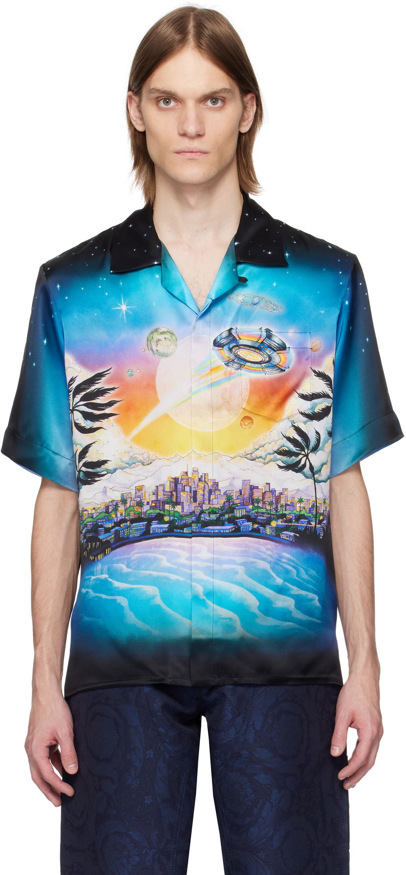 Skjorta Casablanca Casablanca 'La Prémonition' Print Silk Shirt Flerfärgad | U-MS25-SH-003-04