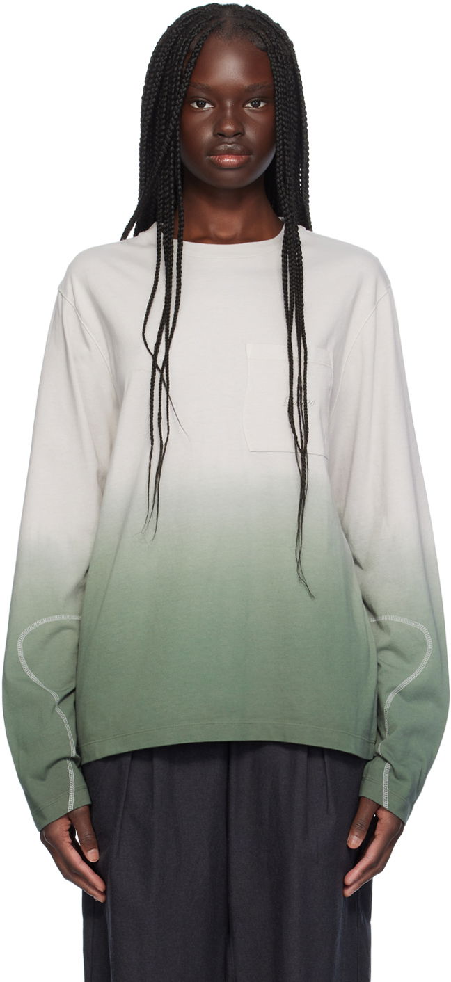 T-shirt Dime Green Gradient Long Sleeve T-Shirt Grå | DIMESU2412GRN