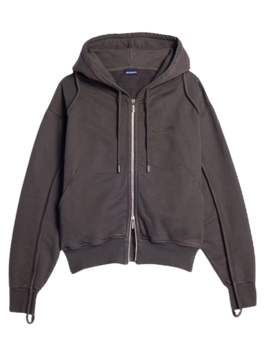 Jacka Jacquemus Le Sweater Camargue Zippe Clay Logo Grå | 235JS129-2087-880
