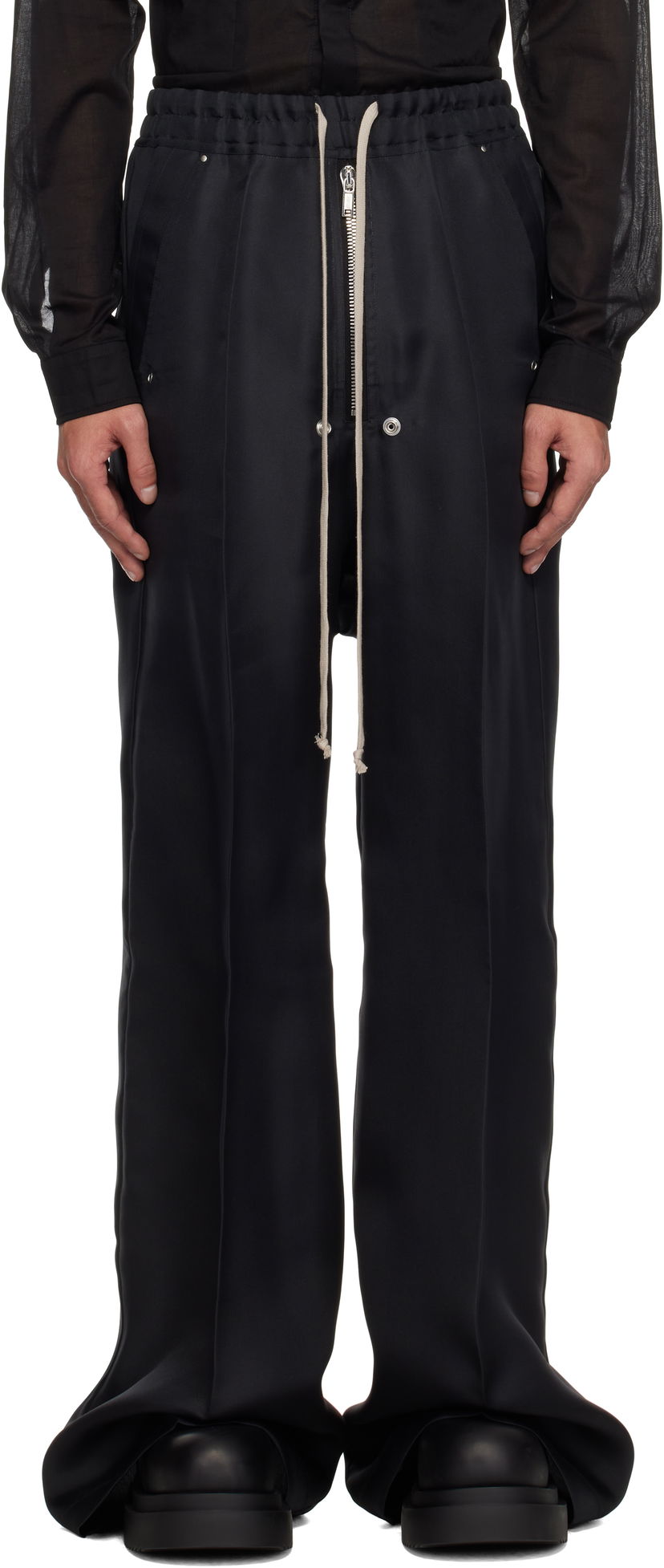 Byxor Rick Owens Rick Owens Hollywood Bela Wide Leg Trousers Svart | RR01E5366 SG