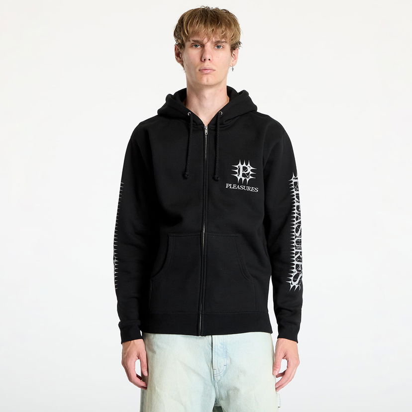 Sweatshirt Pleasures Spike Zip Hoodie Black Svart | P24F102 BLACK