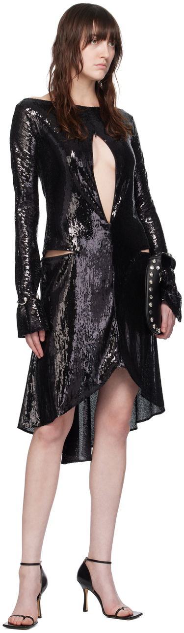 Klä Courrèges Women's Sequin Ellipse Midi Dress Svart | 224CRO427PAI001, 3