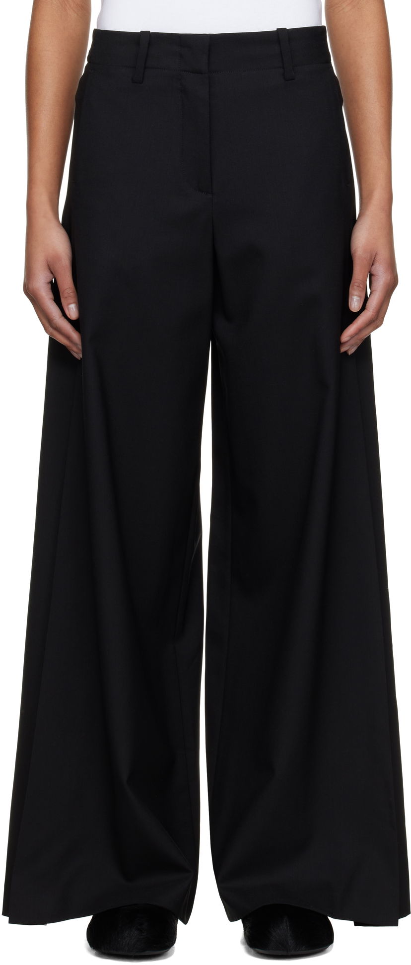 Byxor KENZO Kenzo Paris Wide-Leg Trousers Svart | FF52PA0999RA