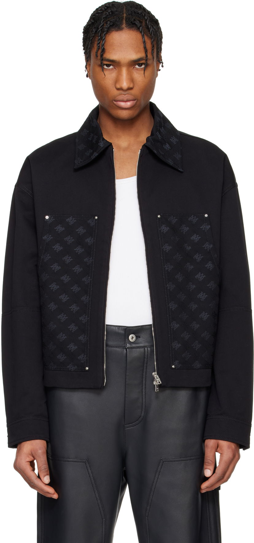 Jacka AMIRI AMIRI MA Quad Jacquard Work Jacket Svart | AMOUWJ1003