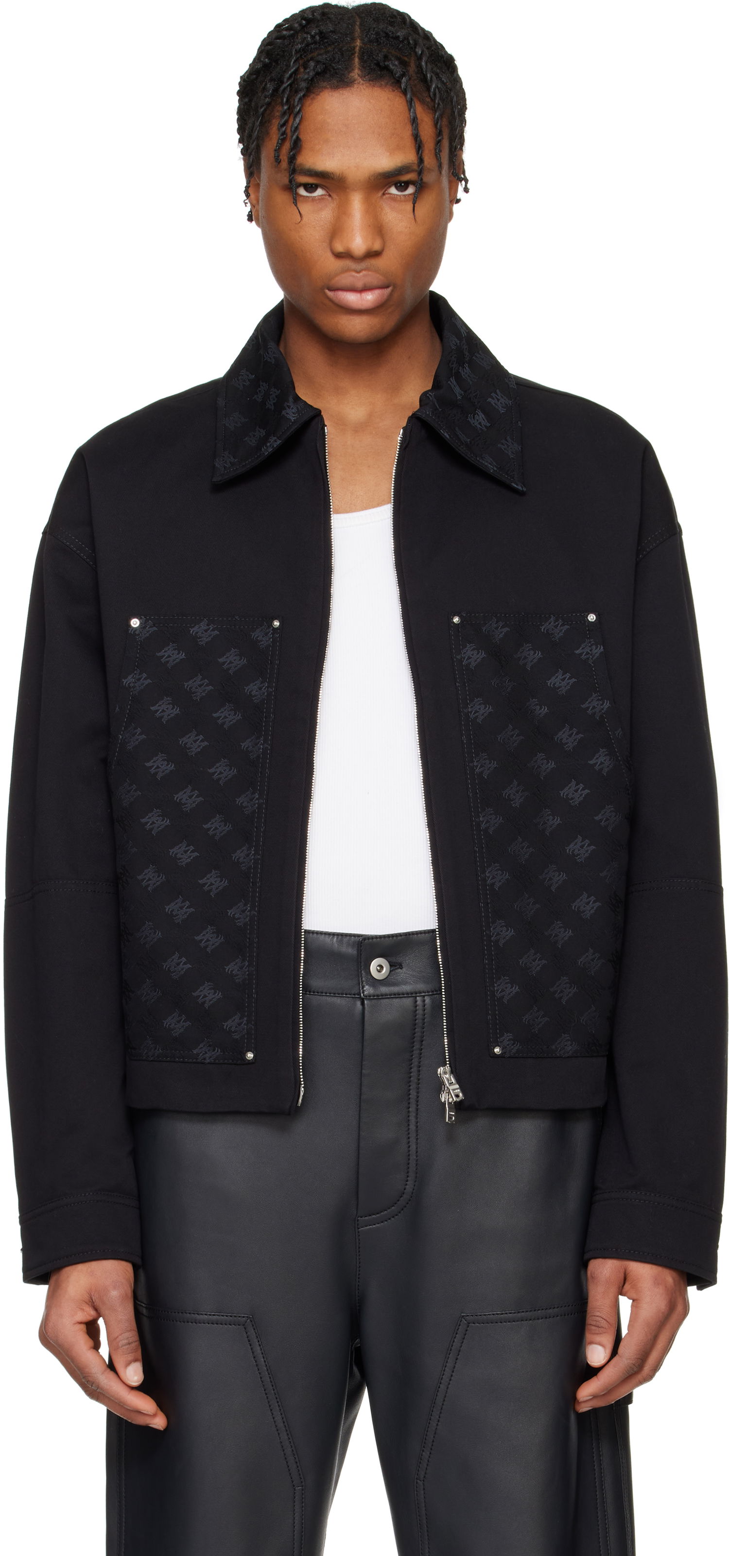 Jacka AMIRI AMIRI MA Quad Jacquard Work Jacket Svart | AMOUWJ1003, 0