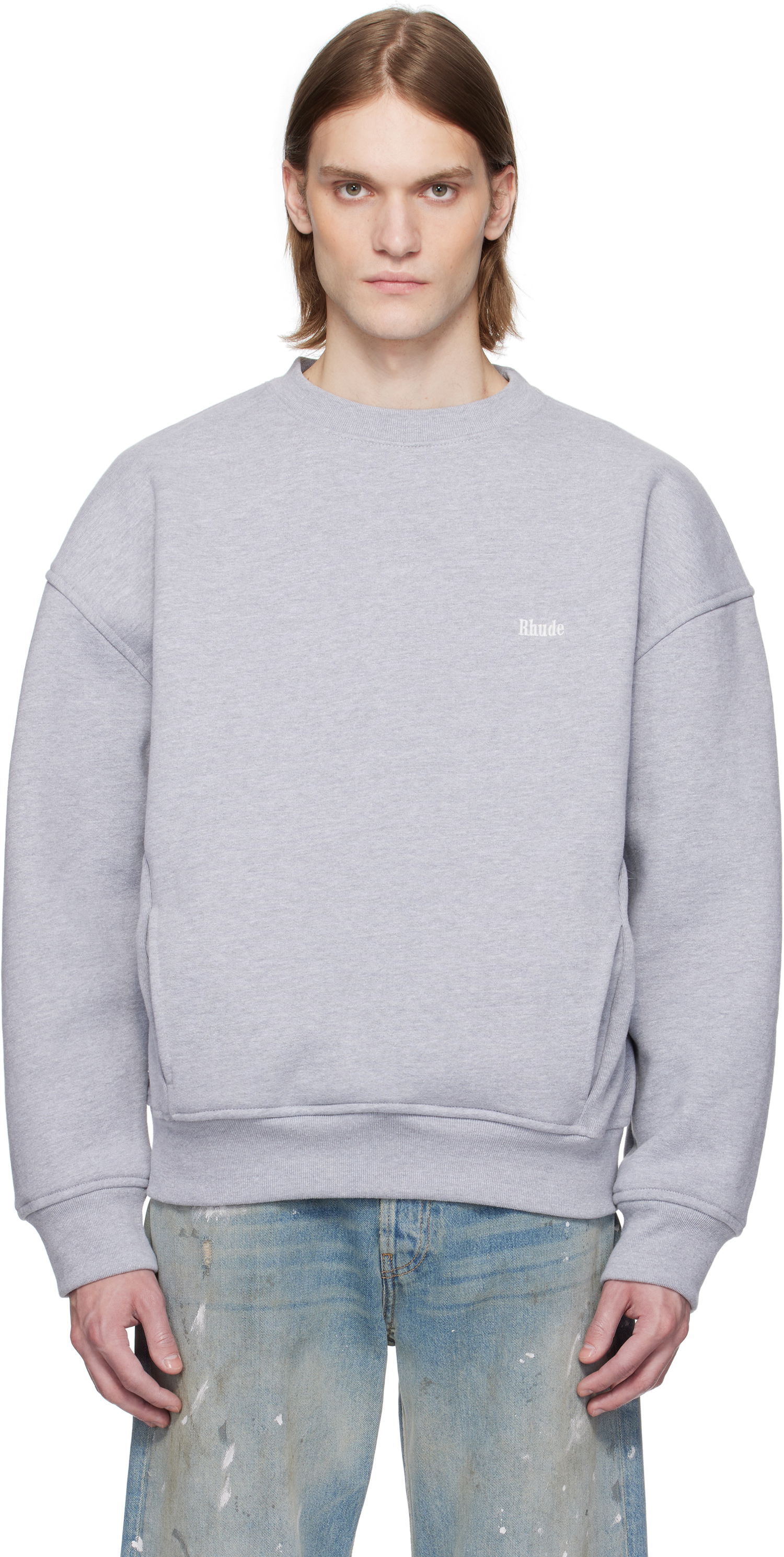 Sweater Rhude Rhude Classique Crewneck Sweatshirt Grå | RHSS25ST01229, 0