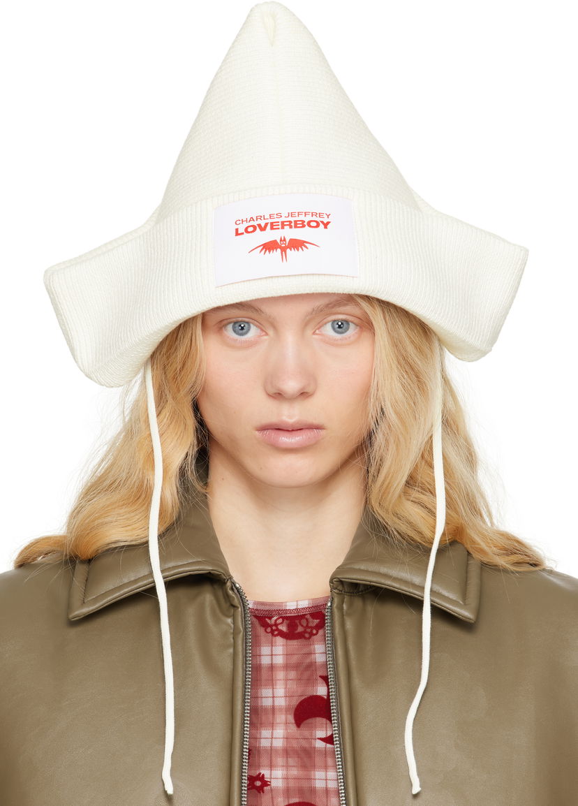 Hatt Charles Jeffrey Loverboy Charles Jeffrey LOVERBOY Paper Boat Knit Beanie Vit | 54130702