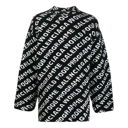 Sweater Balenciaga Allover Logo Print Sweater Svart | 612957T15651070