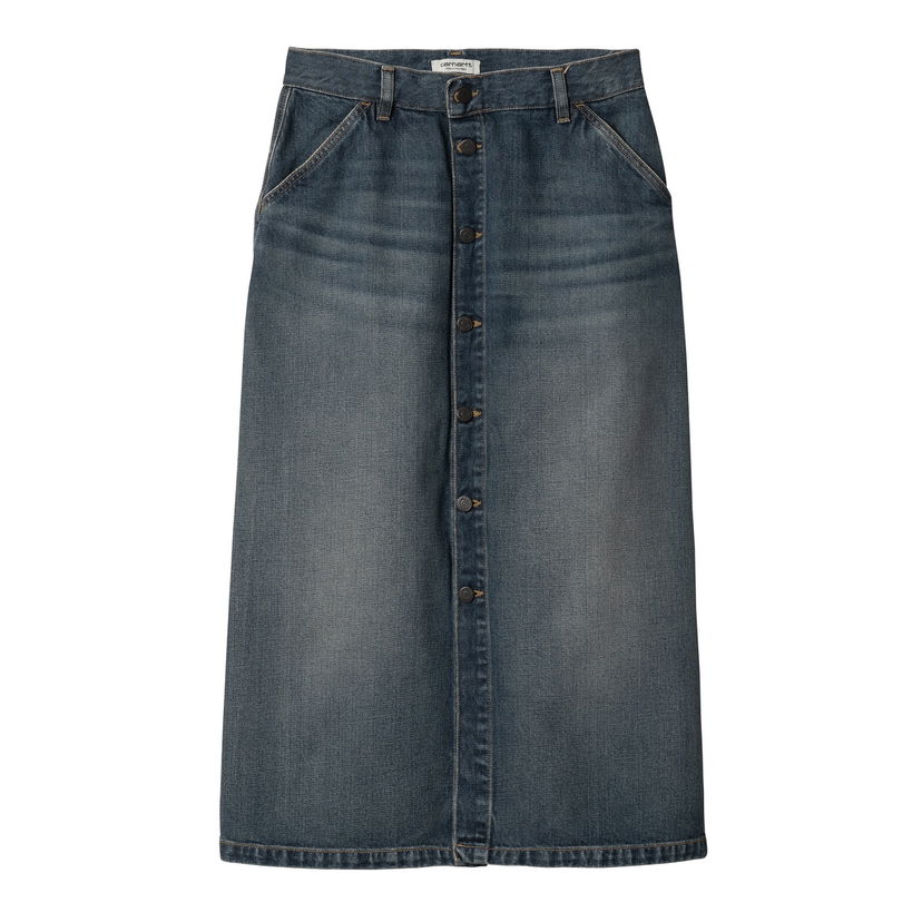 Kjol Carhartt WIP Worn Wash Button-Front Denim Midi Skirt Blå | I034647_8
