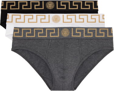 Boxare Versace Three-Pack Briefs With Greca Border Grå | AU10327_1A10011, 0